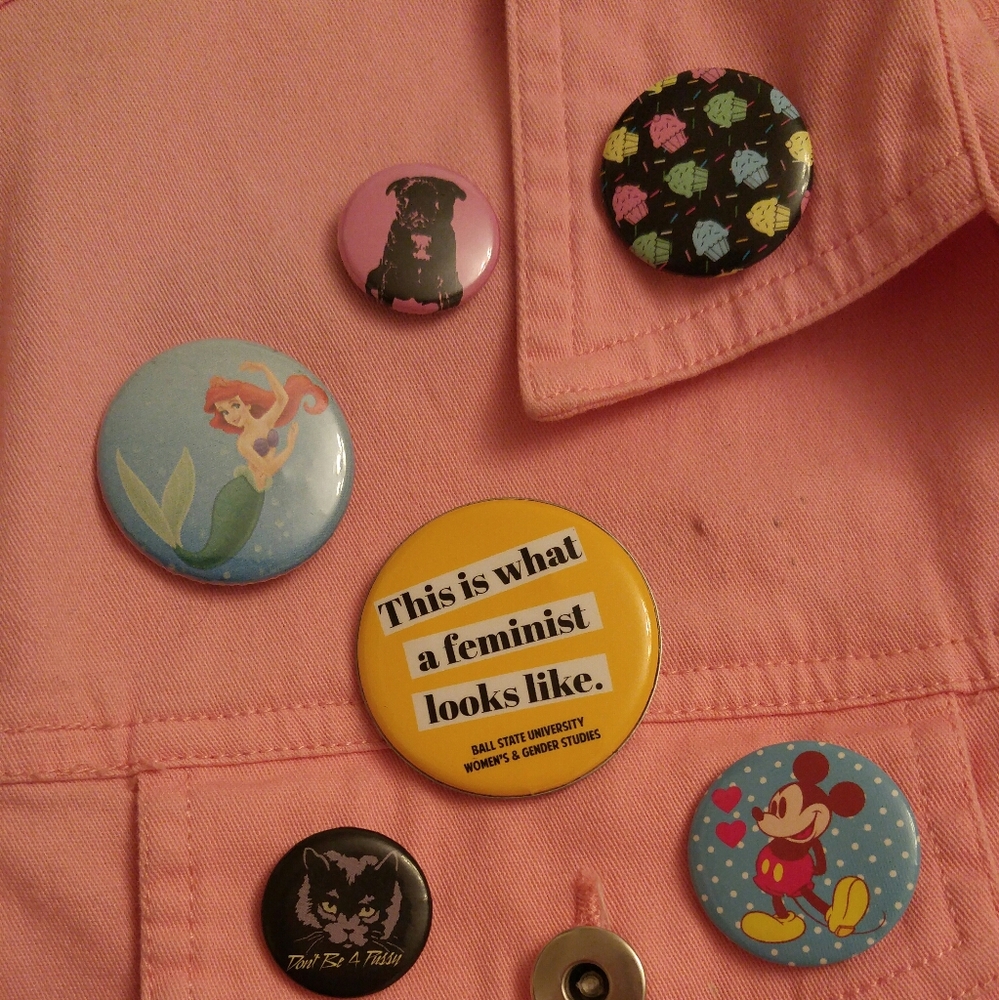 Women's Pink Denim Jacket with Buttons (Pictured) - Picture 7 of 8